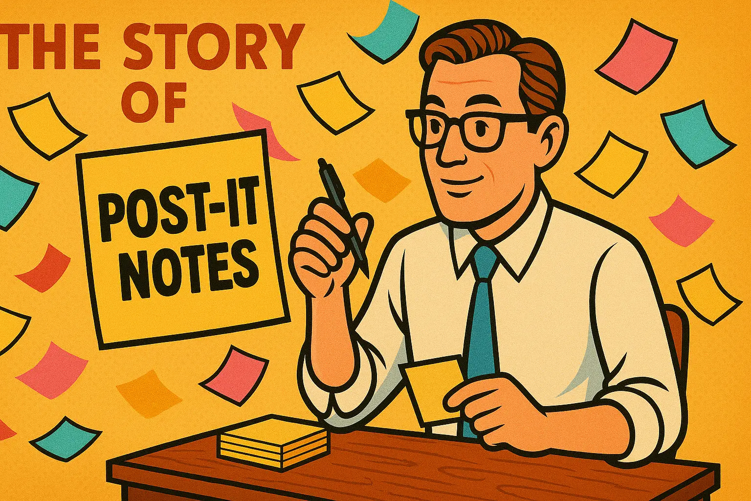 The Story of Post-it Notes Illustration